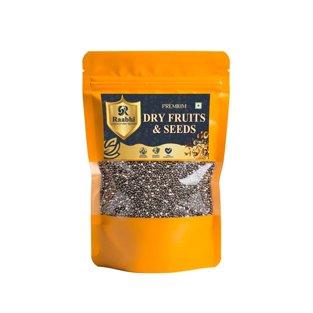 Premium Chia Seeds – Omega-3 Rich Superfood | High Fiber & Protein Healthy Seeds by Raabhi Foods